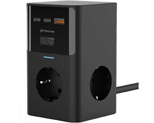 Мережевий фільтр Proove Power Cube 65W (3xAC + 2xType-C + 1xUSB) 1.5m black 2003000228366 6901118456229