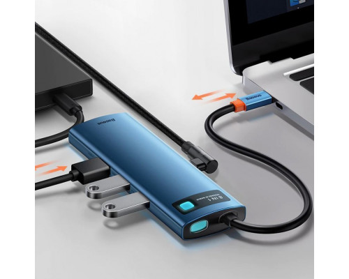 Type-C-Хаб Baseus Metal Gleam Series 8-in-1 Multifunctional (Type-C to HDMI*1+USB3.0*3+PD*1+RJ45*1+SD/TF*1) blue