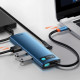 Type-C-Хаб Baseus Metal Gleam Series 8-in-1 Multifunctional (Type-C to HDMI*1+USB3.0*3+PD*1+RJ45*1+SD/TF*1) blue