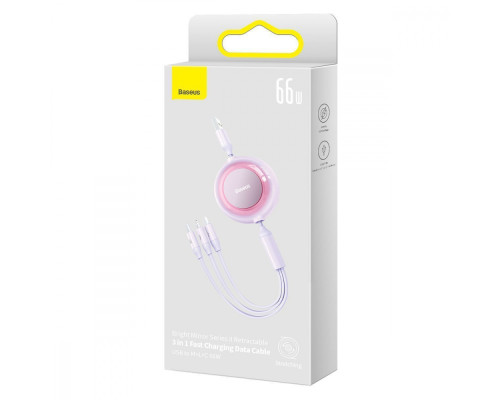 Кабель Baseus Bright Mirror 2 Series 3-in-1 (Micro USB+Lightning+Type-C) 66W (1.1m) purple