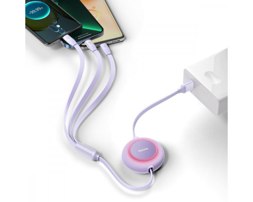 Кабель Baseus Bright Mirror 2 Series 3-in-1 (Micro USB+Lightning+Type-C) 66W (1.1m) purple