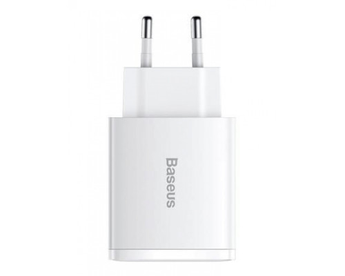 МЗП Baseus Compact Quick Charger 30W QC+ PD (1Type-C + 2USB) white