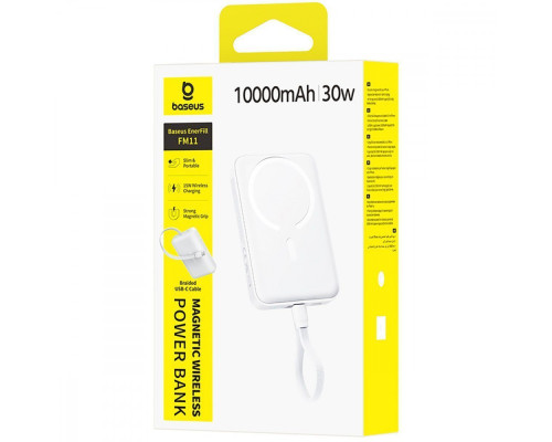 Портативна Батарея Baseus EnerFill FM11 with Built-in Type-C Cable 10000mAh 30W white 2003000306996 6953156211599