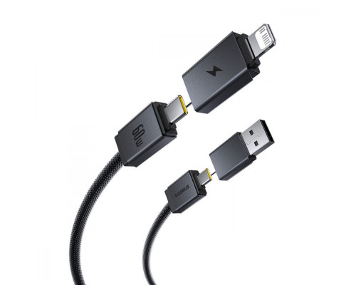 Кабель Baseus Versatile Two-for-Two Fast Charging Cable USB+Type-C to Type-C+Lightning 60W 2m black 2003000231205 6932172684686