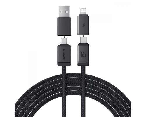 Кабель Baseus Versatile Two-for-Two Fast Charging Cable USB+Type-C to Type-C+Lightning 60W 2m black 2003000231205 6932172684686