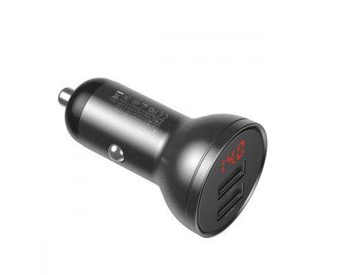 АЗП Baseus Digital Display Dual USB 4.8A Car Charger 24W with Three Primary Colors 3-in-1 gray