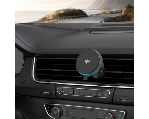Автомобільний тримач з Бездротовим ЗП Proove Light Circle Qi2 15W metal gray 2003000206203 6901115203826