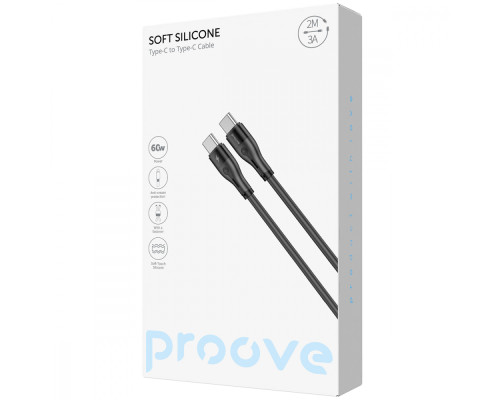 Кабель Proove Soft Silicone Type-C to Type-C 60W (2m) black 2003000247534 6901119483361
