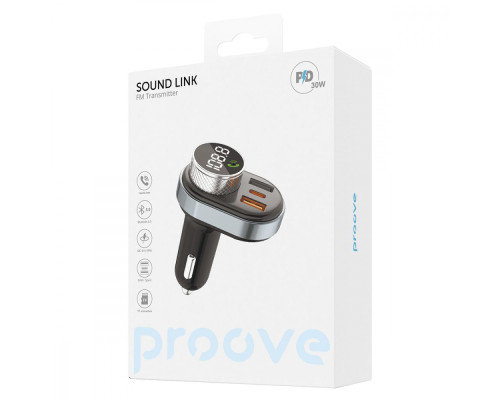 АЗП Proove FM Launcher Sound Link 30W (PD+QC3.0) Type-C+USB black