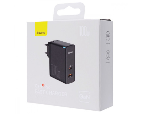 МЗП Baseus GaN5 Pro 100W (Type-C + USB) + Кабель Type-C + Type-C white 2001000606719 6932172608965