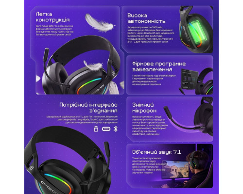 Бездротова ігрова гарнітура Proove Gaming Cosmo (APP) white/purple 2003000343090 6901118174215