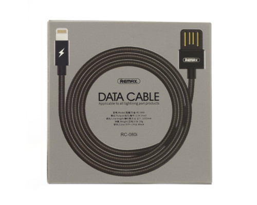 Кабель USB Remax RC-080i Silver Serpent Lightning Колір Чорний 6954851276203