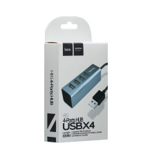 Хаб USB Hoco HB1 Line Machine 4USB Колір Сірий