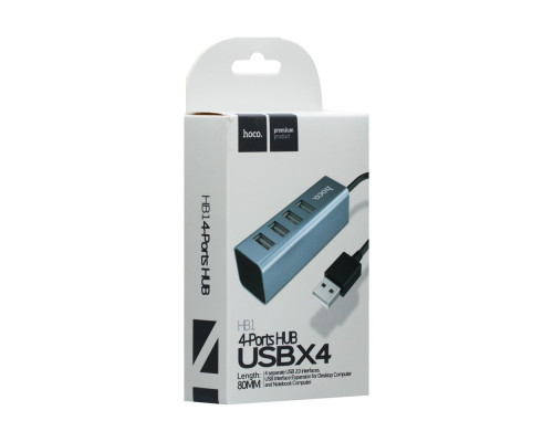 Хаб USB Hoco HB1 Line Machine 4USB Колір Сірий