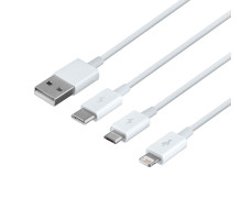 Кабель USB Baseus USB to Micro / Lightning / Type-C 3.5A 1.5m CAMLTYS Колір Бiлий, 02 6953156205536