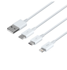 Кабель USB Baseus USB to Micro / Lightning / Type-C 3.5A 1.5m CAMLTYS Колір Бiлий, 02 6953156205536