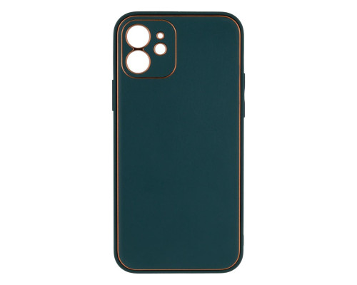 Чохол Leather Gold with Frame without Logo для iPhone 12 Колір 11, Navy Green