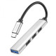 Хаб USB Hoco HB26 4 in 1 adapter(Type-C to USB3.0+USB2.0*3) Колір Сiрий 6931474765482