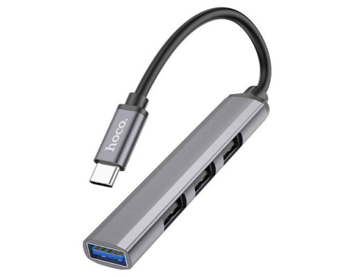 Хаб USB Hoco HB26 4 in 1 adapter(Type-C to USB3.0+USB2.0*3) Колір Сiрий 6931474765482