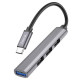 Хаб USB Hoco HB26 4 in 1 adapter(Type-C to USB3.0+USB2.0*3) Колір Сiрий 6931474765482