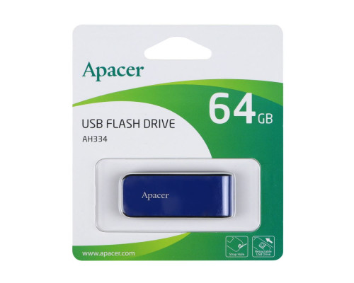 USB флеш-накопичувач Apacer AH334 64gb Колір Синий 4712389910684