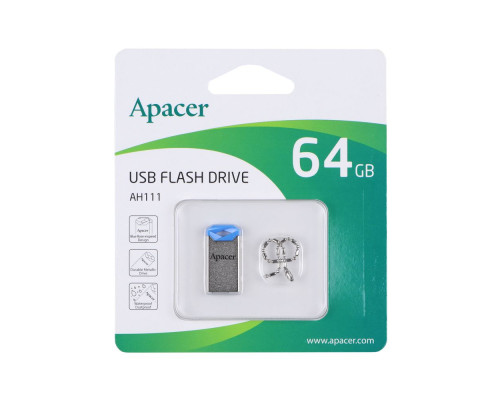 USB флеш-накопичувач Apacer AH111 64gb Колір Кришталевий 4712389914613