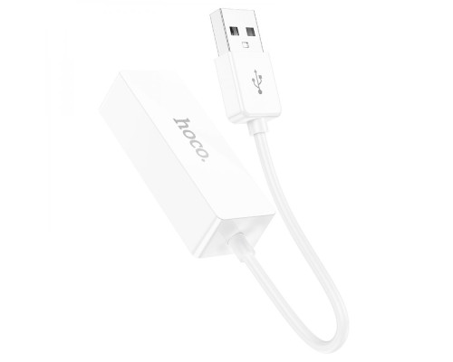 Перехідник Hoco UA22 USB to Ethernet adapter (100 Mbps) Колір Бiлий