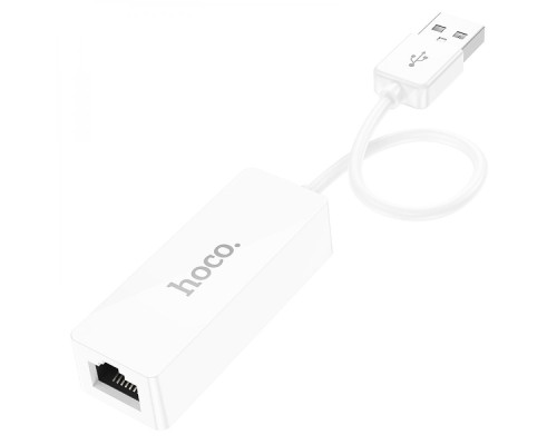 Перехідник Hoco UA22 USB to Ethernet adapter (100 Mbps) Колір Бiлий