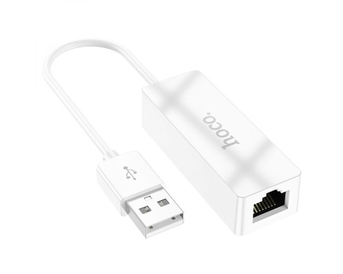 Перехідник Hoco UA22 USB to Ethernet adapter (100 Mbps) Колір Бiлий