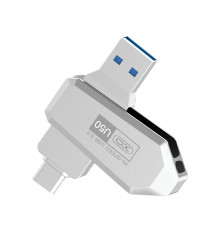 USB флеш-накопичувач XO U50 USB3.0+Type C 64GB Колір Стальной 6920680869145