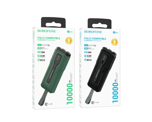 Універсальна Мобільна Батарея Power Bank Borofone BJ54 Graceful 22.5W+PD20W flashlight 10000 mAh Колір Зелений 6941991111624