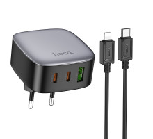 Мережевий Зарядний Пристрій Hoco CS33A 1USB/2USB-C PD/QC 30W+Type-C to Lightning Колір Чорний 6942007617529