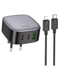 Мережевий Зарядний Пристрій Hoco CS33A 1USB/2USB-C PD/QC 30W+Type-C to Lightning Колір Чорний 6942007617529