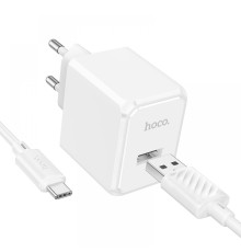 Мережевий Зарядний Пристрій Hoco CS11A 1USB 2.1A+USB to Type-C Колір Білий 6942007603614