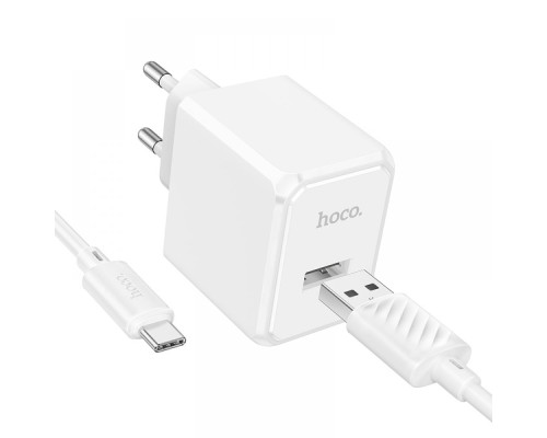 Мережевий Зарядний Пристрій Hoco CS11A 1USB 2.1A+USB to Type-C Колір Білий 6942007603614