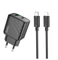 Мережевий Зарядний Пристрій Hoco CS23A 1USB/1USB-C PD/QC 30W+Type-C to Lightning Колір Чорний 6942007609951