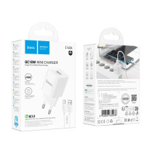 Мережевий Зарядний Пристрій Hoco C145A 1USB QC 18W+USB to Type-C Колір Бiлий 6942007630238 ma35276_3345662