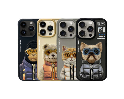 Чохол TPU+PC Nimmy 3D with Metal Buttons для iPhone 16 Колір Bear Grey 6971080319488