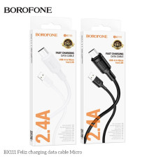 Кабель USB Borofone BX111 Micro 2.4A Колір Білий 6941991115073