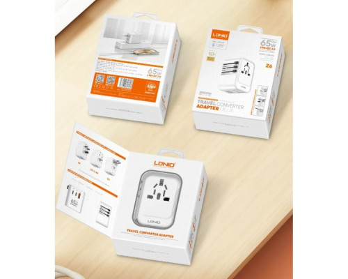 Мережевий Перехідник LDNIO Z6 2USB-C/1USB 65W Колір Білий 6933138601808 ma35669_3577460