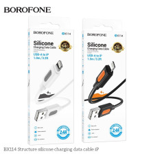 Кабель USB Borofone BX114 Silicone Lightning 2.4A Колір Чорний 6941991116841 ma35941_3605852