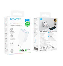 Мережевий Зарядний Пристрій Borofone BA90A 2USB-C PD/QC45W+Type-C to Type-C Колір Бiлий 6941991119408 ma36861_3609399