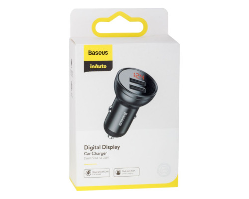 Автомобільний Зарядний Пристрій Baseus Digital Display CCBX 4.8A 24W М'ята упаковка Колір Сталевий, 0S