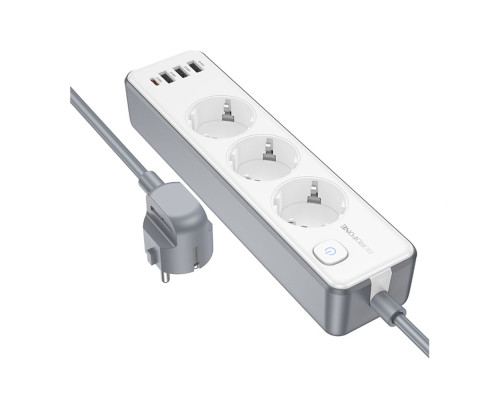 Мережевий Подовжувач Borofone BAC9 (PD20W/1C3A)(EU)(L=2M) Колір Бiлий 6941991116650 ma35770_3605168