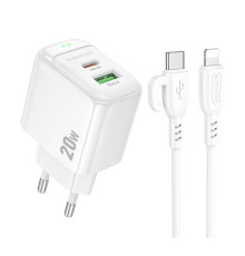 Мережевий Зарядний Пристрій Borofone BAS44A 1USB-C/1USB PD/QC 20W+Type-C to Lightning Колір Бiлий 6941991113857 ma35138_3345029