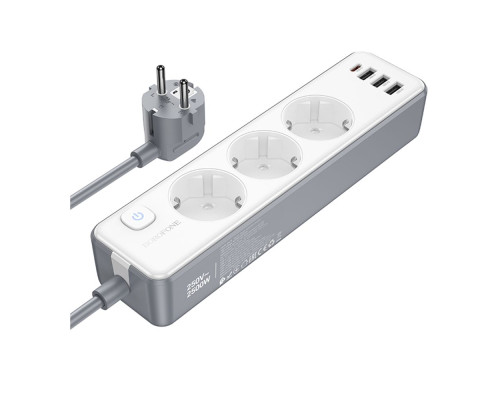 Мережевий Подовжувач Borofone BAC9 (PD20W/1C3A)(EU)(L=2M) Колір Бiлий 6941991116650 ma35770_3605168