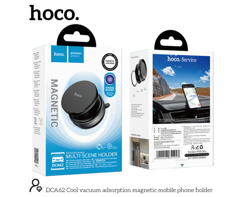 Автотримач Hoco DCA62 Magnetic/Vacuum Колір Чорний 6942007651943 ma37234_3611046