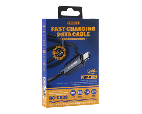 Кабель USB Remax RC-C039 Type-C to Type-C Thunderbolt USB4.0 240W Колір Чорний 6954851245964 ma37770_3664734