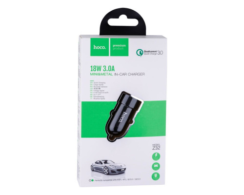 Автомобільний Зарядний Пристрій Hoco Z32 Speed Up QC3.0 18W 3A М'ята упаковка Колір Чорний 2020000495956 ma38956_3869077