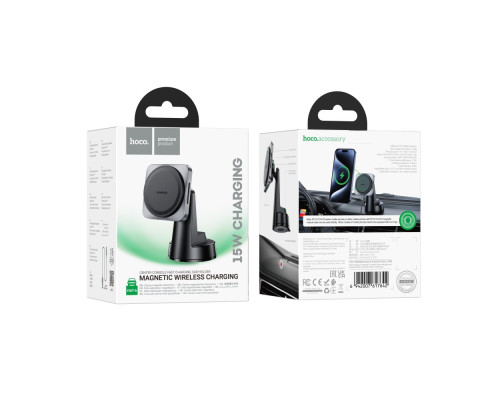Автотримач Hoco HW16 Magnetic Wireless 15W М'ята упаковка Колір Чорно-Сiрий 2020000498049 ma38995_3869509